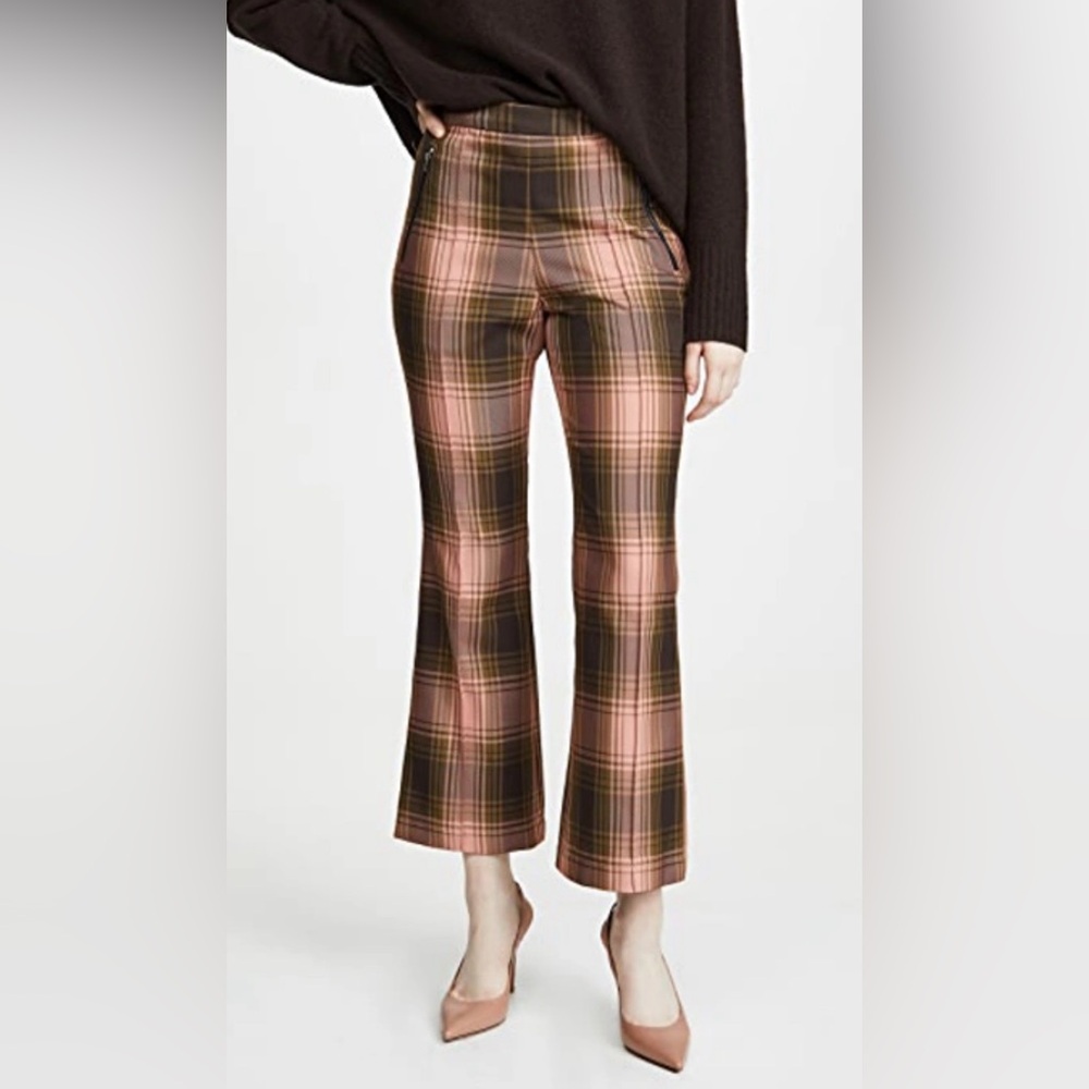 Rachel Comey Pink and Brown Plaid Flare Pants